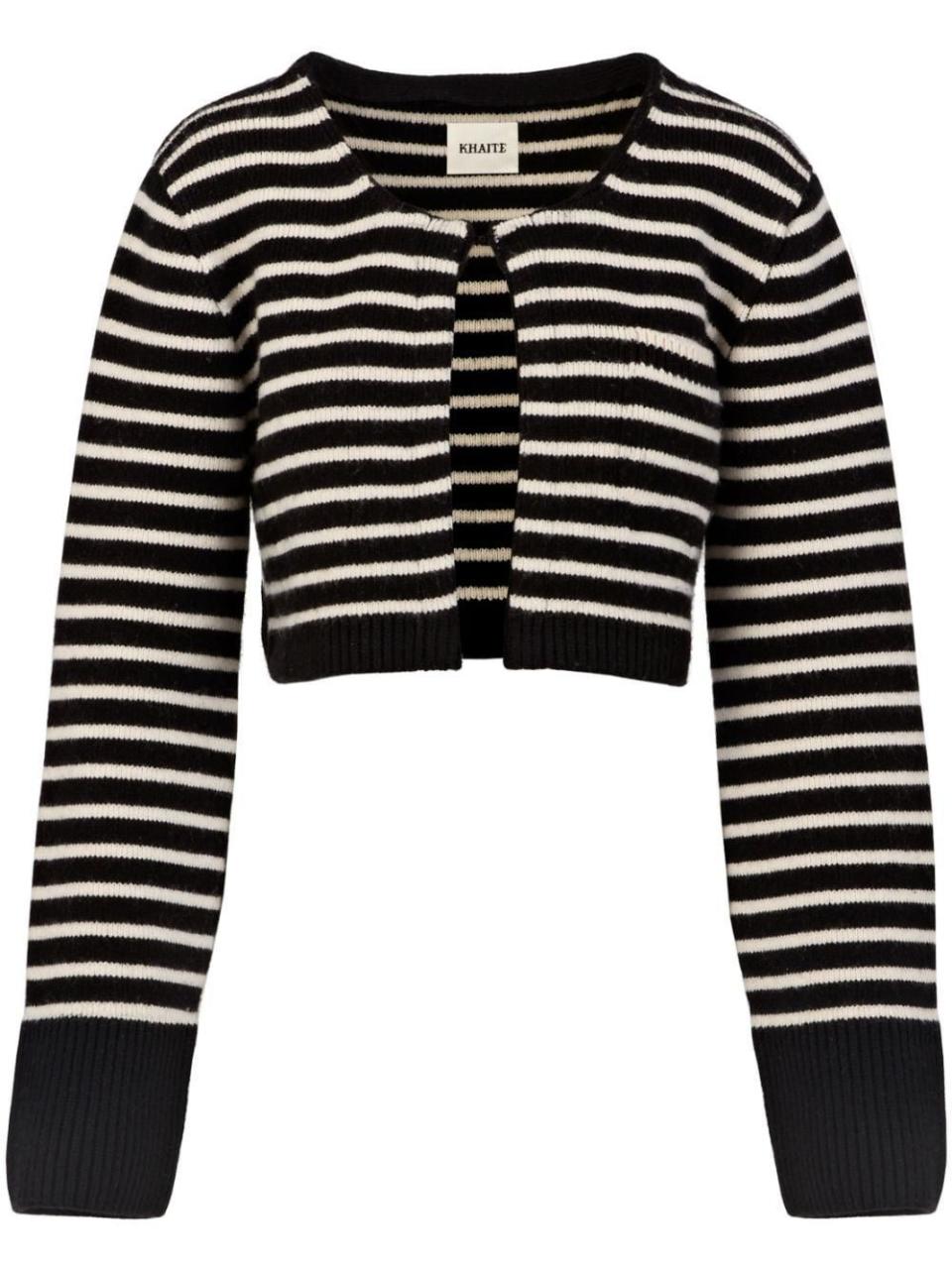 <p><a href="https://go.redirectingat.com?id=74968X1596630&url=https%3A%2F%2Fwww.farfetch.com%2Fshopping%2Fwomen%2Fkhaite-calix-striped-cropped-cashmere-cardigan-item-20867443.aspx&sref=https%3A%2F%2F" rel="nofollow noopener" target="_blank" data-ylk="slk:Shop Now;elm:context_link;itc:0;sec:content-canvas" class="link ">Shop Now</a></p><p>Calix Cashmere Cardigan</p><p>farfetch.com</p><p>$888.00</p>