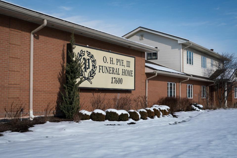 O.H. Pye, III Funeral Home, which has been serving the community for decades, is seen in Detroit, Tuesday, Jan. 31, 2023. 