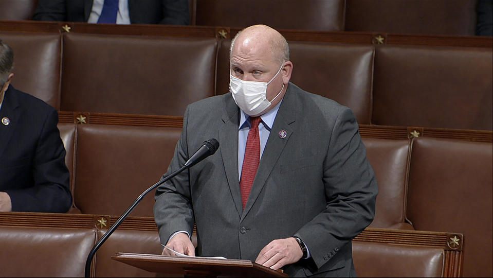 In this image from video, Representative Glenn Thompson speaks as the House debates the objection to confirm the Electoral College vote from Pennsylvania, at the U.S. Capitol early Thursday, January 7, 2021. / Credit: House Television via AP