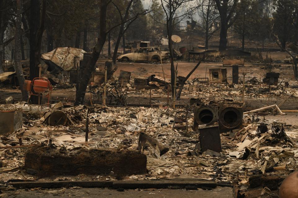 Burnt houses in the Keswick neighborhood of Redding.