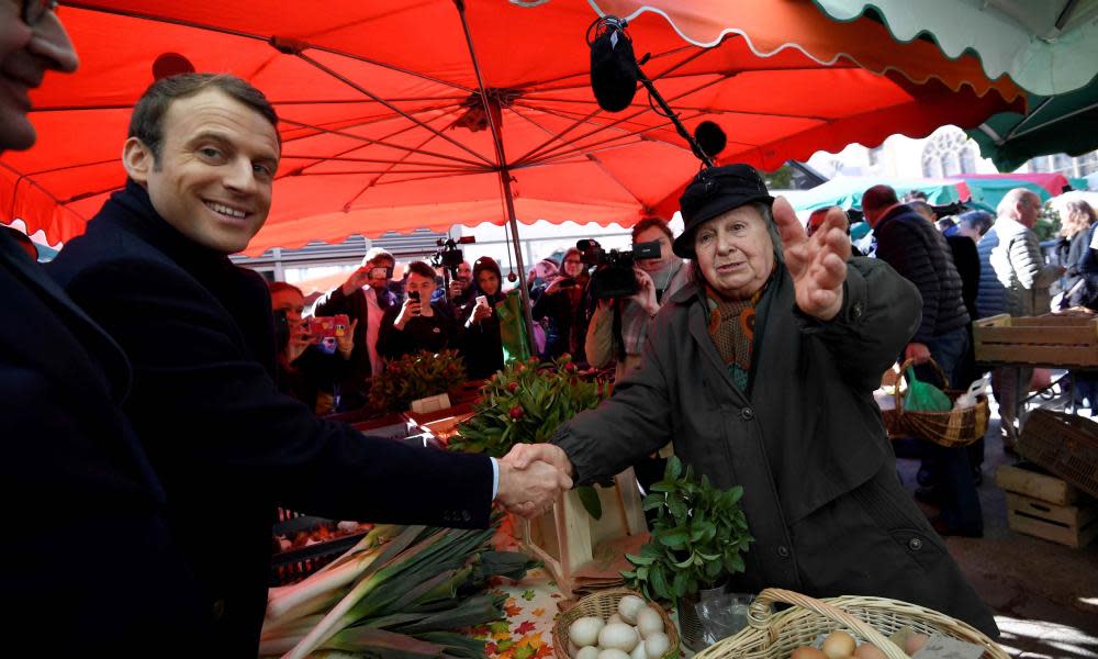 Emmanuel Macron campaigns in Poitiers in the final stages of France’s presidential election.