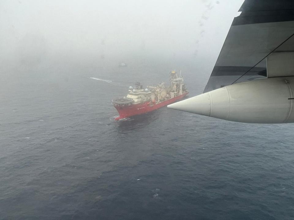 The Bahamian ship Deep Energy after it arrived to search for the Titan.