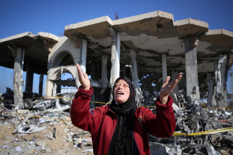 A woman in the Al-Maghazi refugee camp in central Gaza Strip on Tuesday (AFP via Getty Images)