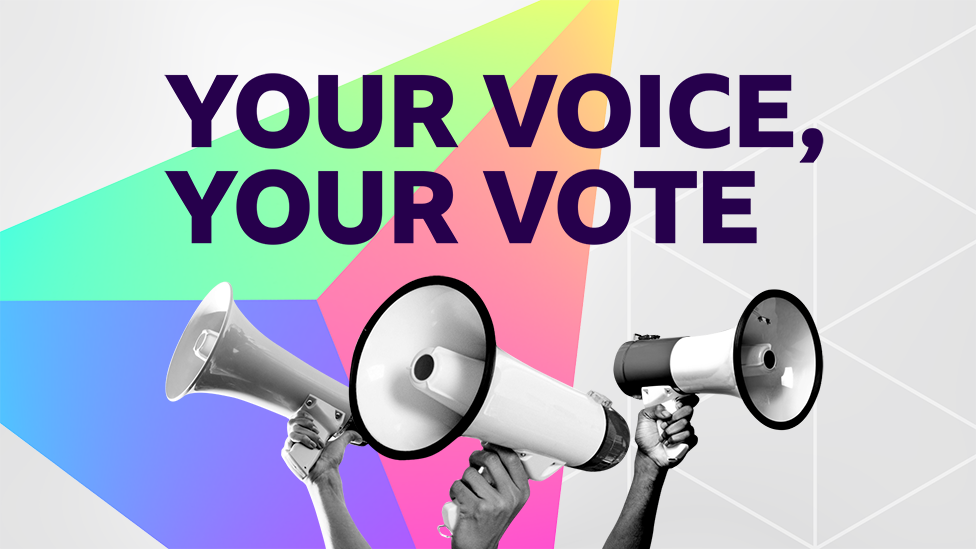 Graphic with the BBC branding “You Voice, Your Vote”