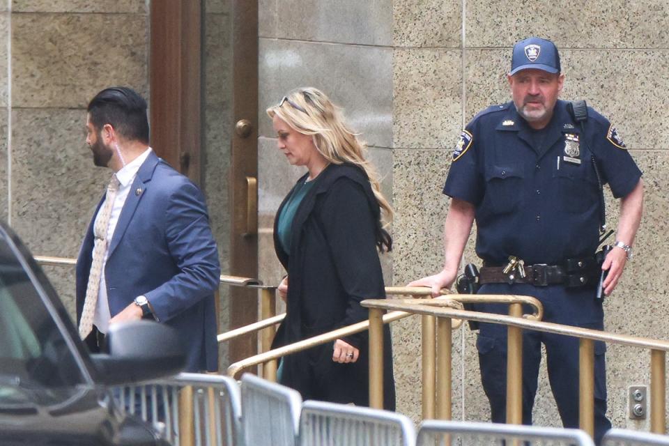Stormy Daniels leaves court after concluding her testimony in Donald Trump’s hush money trial (AFP via Getty Images)