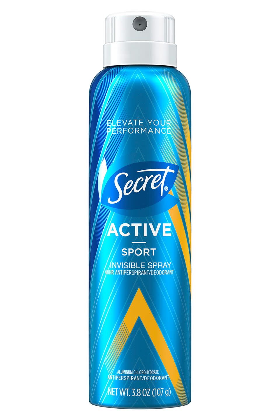 <p>Bye-bye sweat stains, hello all-day freshness. </p><p>Secret Active Invisible Spray in Sport, $5, <a href="https://www.target.com/p/secret-active-sport-invisible-spray-antiperspirant-and-deodorant-3-8oz/-/A-52733686" rel="nofollow noopener" target="_blank" data-ylk="slk:target.com;elm:context_link;itc:0" class="link ">target.com</a></p>