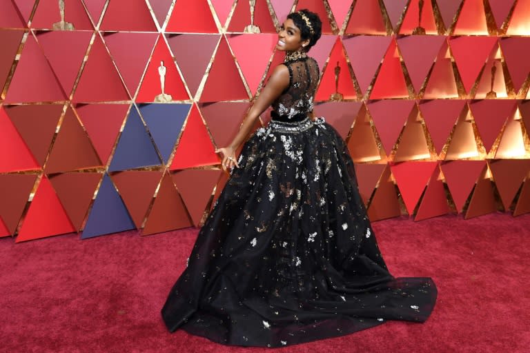 US actress and singer Janelle Monae chose a daring black Elie Saab gown