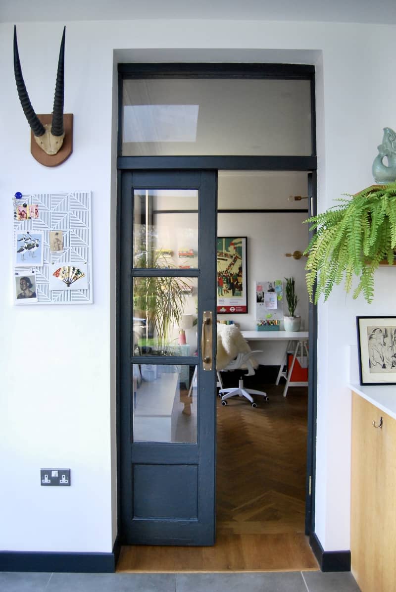 Entryway to the office space through double doors.