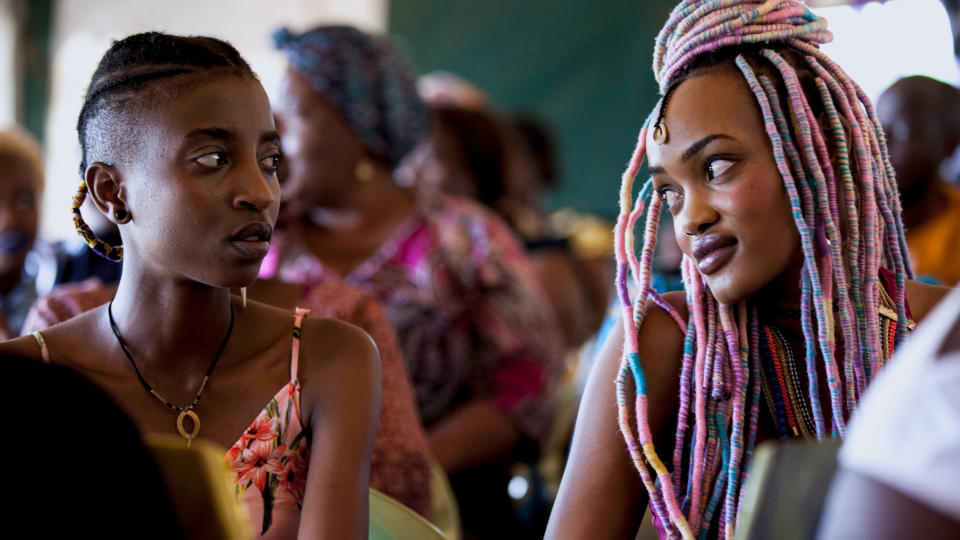 Two women looking at each other