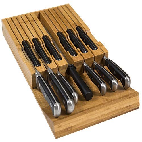 5) Noble Home & Chef In-Drawer Bamboo Knife Block