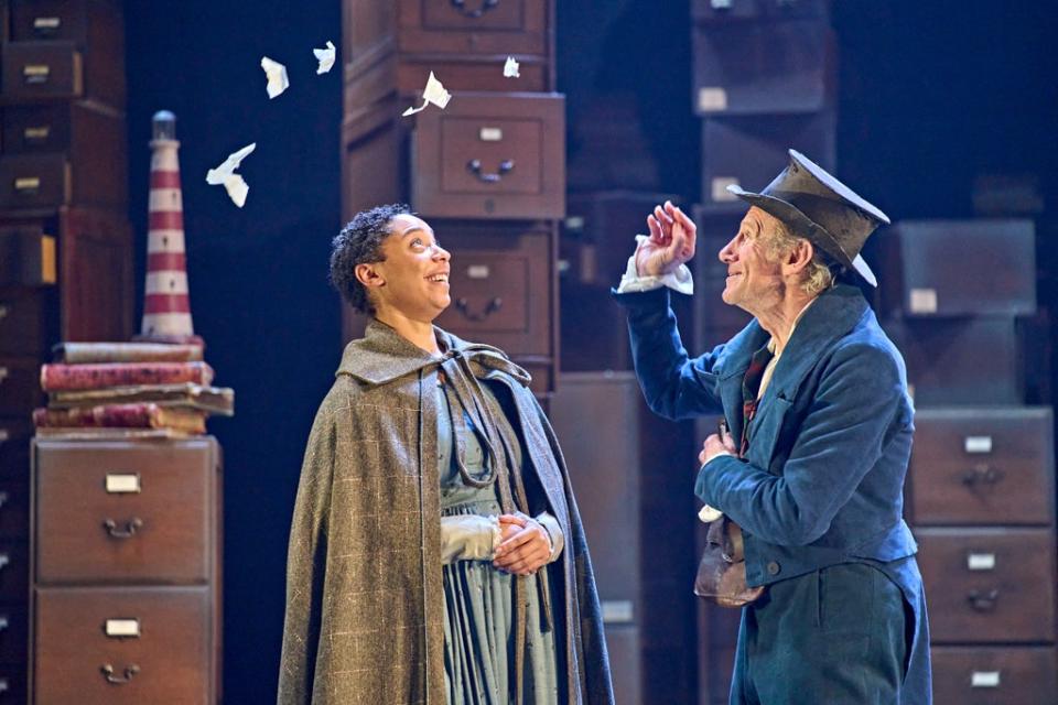 Aoife Gaston as Belle and Nicholas Farrell as Scrooge in Gatiss’s new A Christmas Carol (Nottingham Playhouse)