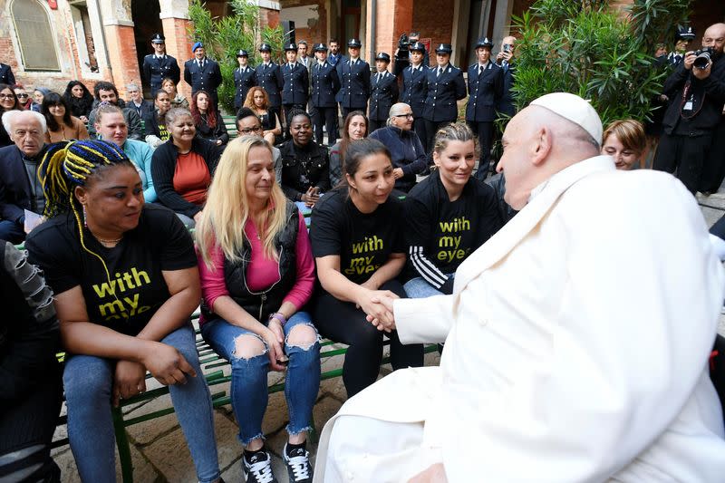 Pope Francis meets with faithful at the Venice Women's Prison on the Island of Giudecca