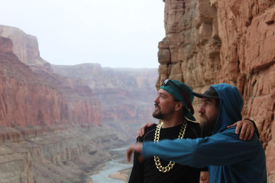 Mason Thomas, left, and a friend on the rafting trip.