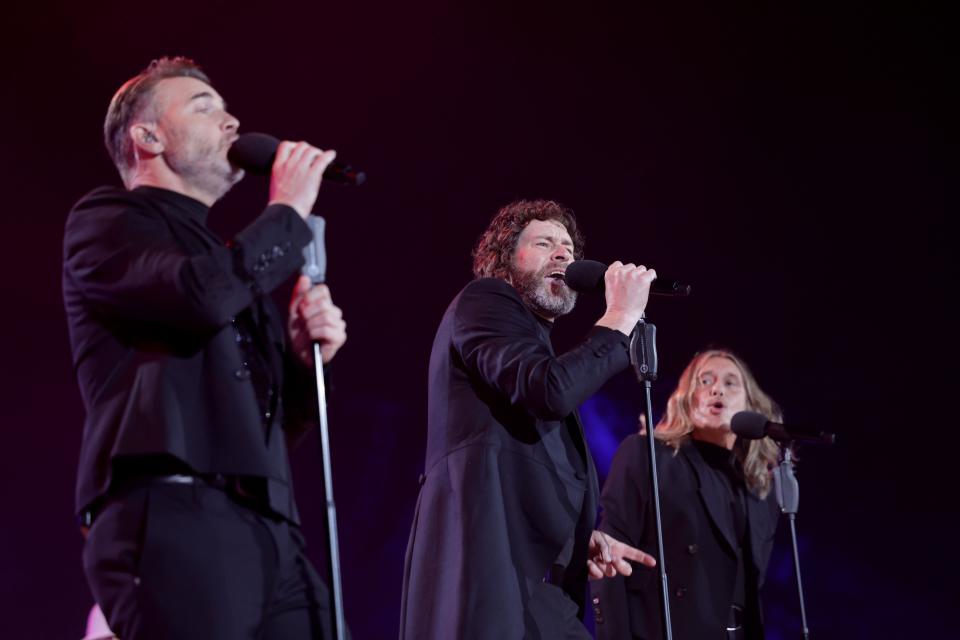 Gary Barlow, Howard Donald and Mark Owen of Take That performing at the Coronation Concert held in the grounds of Windsor Castle, Berkshire, to celebrate the coronation of King Charles III and Queen Camilla. Picture date: Sunday May 7, 2023.