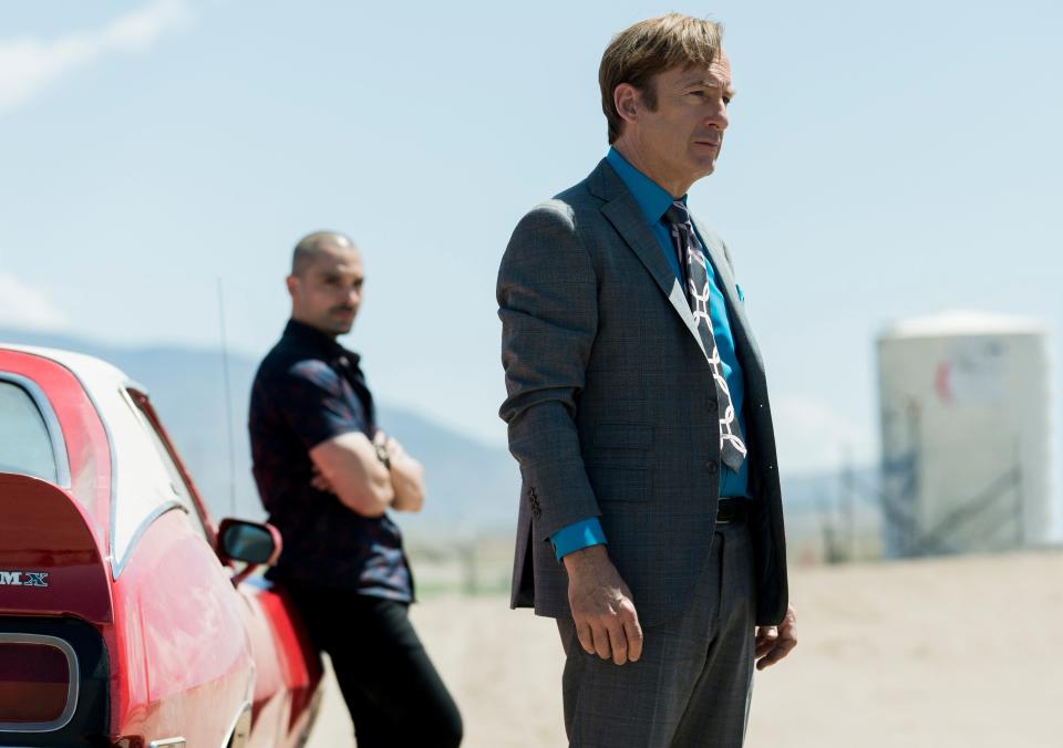 "Better Call Saul" with Bob Odenkirk as Jimmy McGill (front) and Michael Mando as Nacho Varga (background).