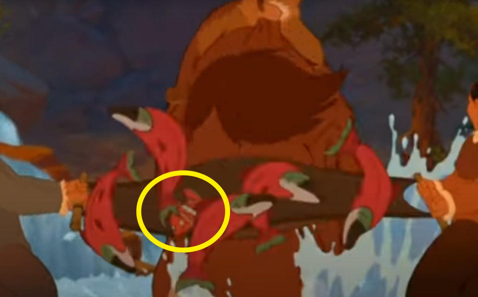 If you're wondering whether this is actually a reference to Finding Nemo or literally just a fish, it's worth pointing out that Brother Bear was released the exact same year (2003). Though Disney didn't yet own Pixar, they acted as the distributor of their movies. Also, clownfish are native to the Indian Ocean, which is a bit of a swim away from Alaska, where Brother Bear takes place. So it's a certified easter egg!