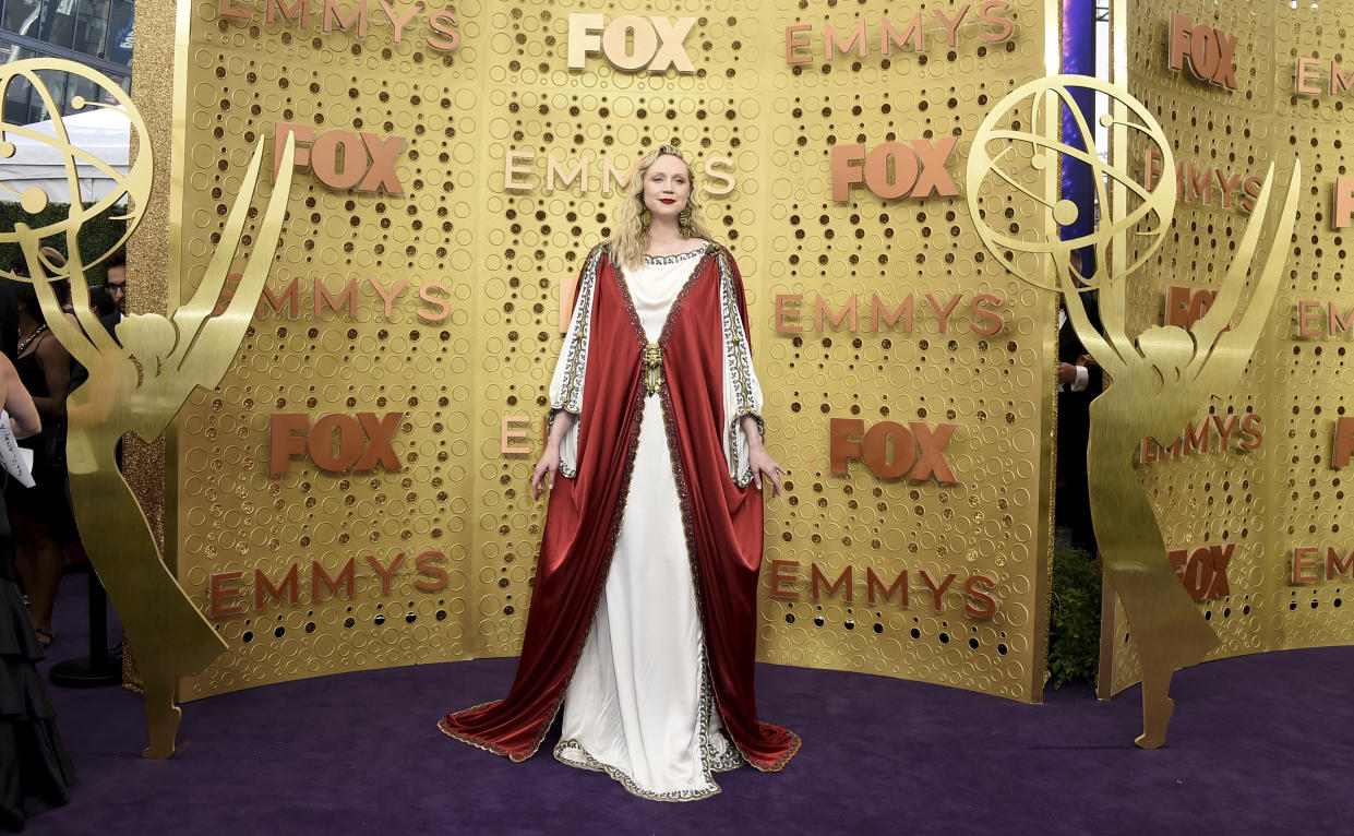 Gwendoline Christie arrives at the 71st Primetime Emmy Awards on Sunday, Sept. 22, 2019, at the Microsoft Theater in Los Angeles. (Photo by Jordan Strauss/Invision/AP)