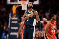 Dec 15, 2017; Denver, CO, USA; Denver Nuggets guard Will Barton (5) reacts after a play in overtime against the New Orleans Pelicans at the Pepsi Center. Mandatory Credit: Isaiah J. Downing-USA TODAY Sports