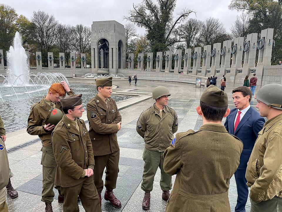Ashland Mayor Matt Miller talks with WWII re-enactors in Washington, D.C.