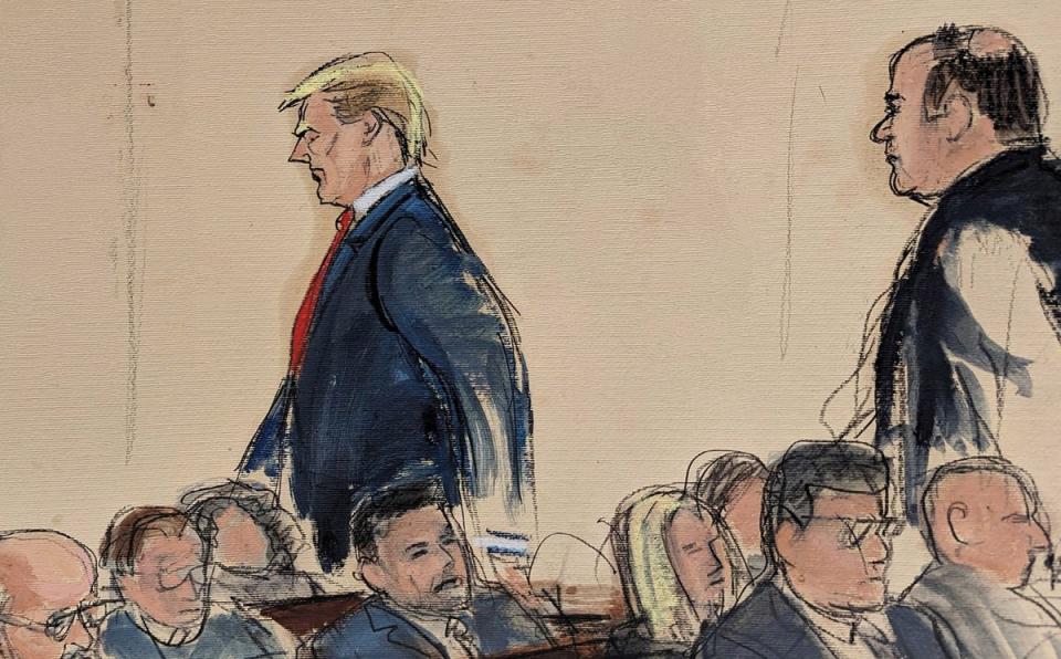 Trump being followed by counsel Boris Epshteyn (AP)