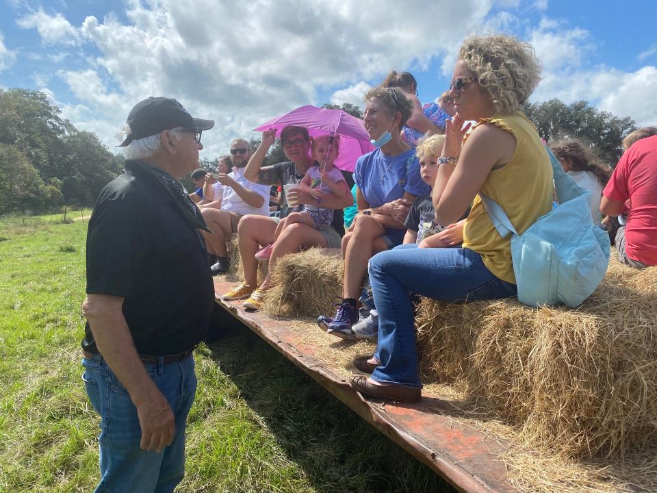 Former U.S. Congressman Allen Boyd talks with attendees at a former farm tour at Boyd Farms Fresh, which has been in the family for 180 years. The 15th Annual Farm Tour is Oct. 15-16, 2022.