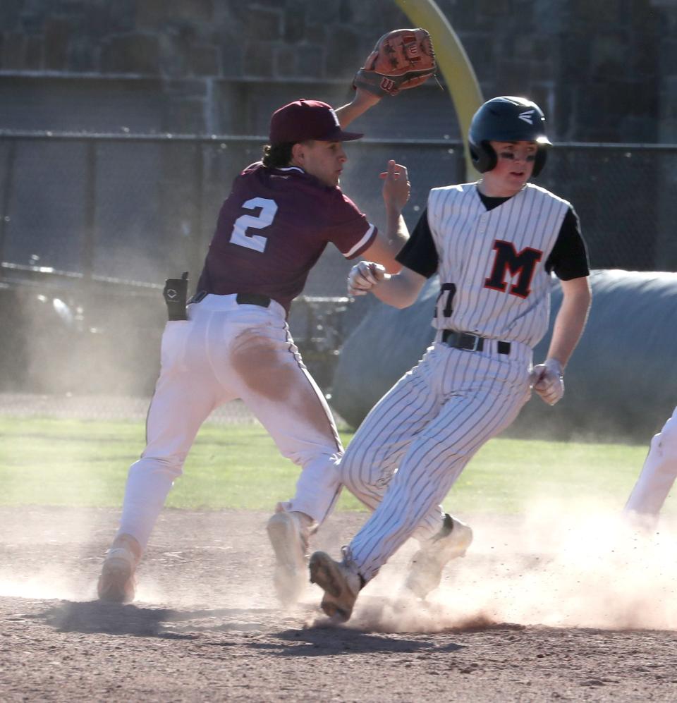 The Harrison Huskies beat Mamaroneck 10-3 at Mamaroneck April 16, 2024.