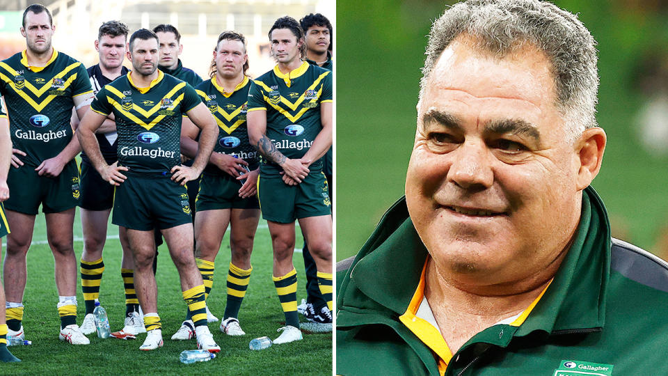 Mal Meninga, pictured here with Kangaroos players.