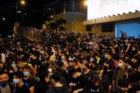 Protest outside police headquarters in Hong Kong