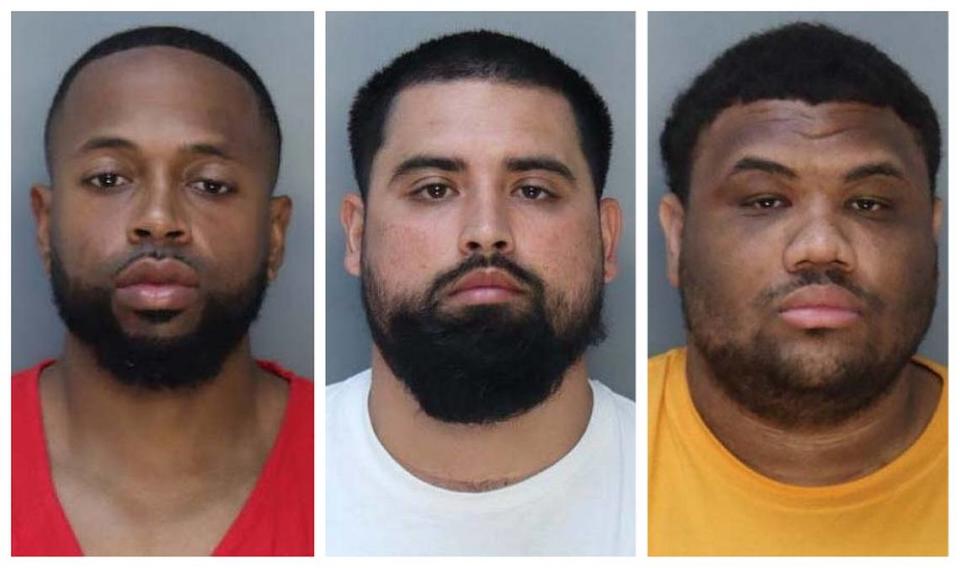 From left to right, Dade Correctional Institution officers Kirk Walton, Christopher Rolon and Ronald Connor, were denied bond in court on Friday. They are accused of fatally beating an inmate in February 2022.