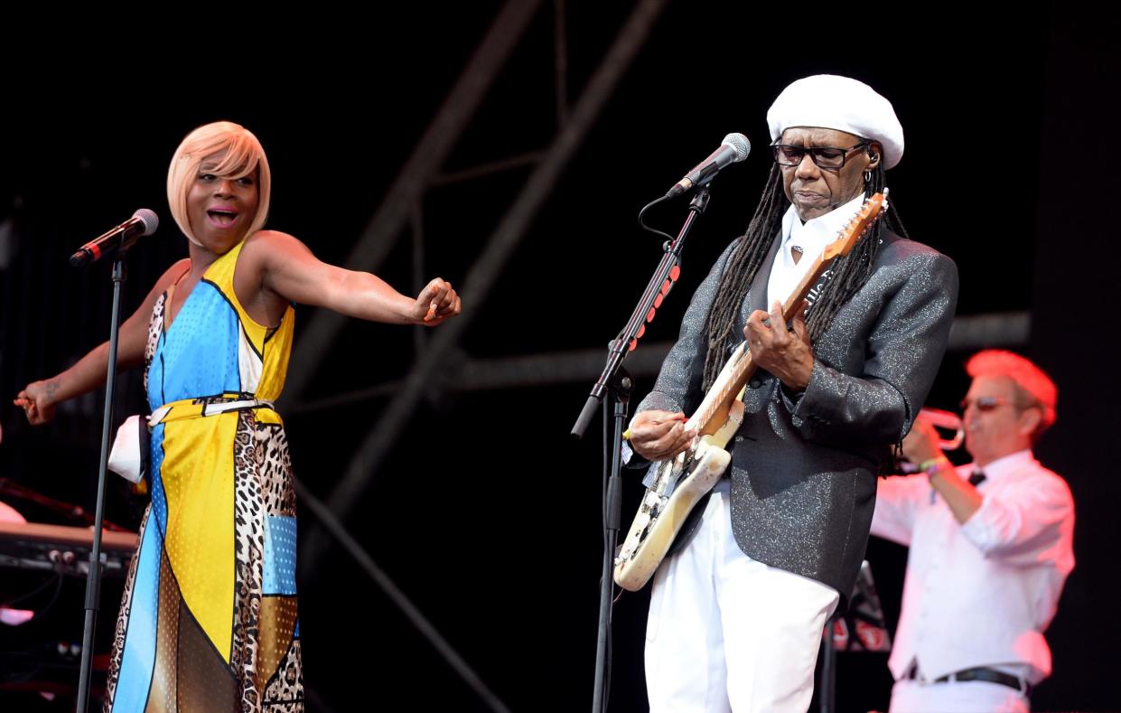 In tune: Nile Rodgers with his band Chic at Glastonbury: PA