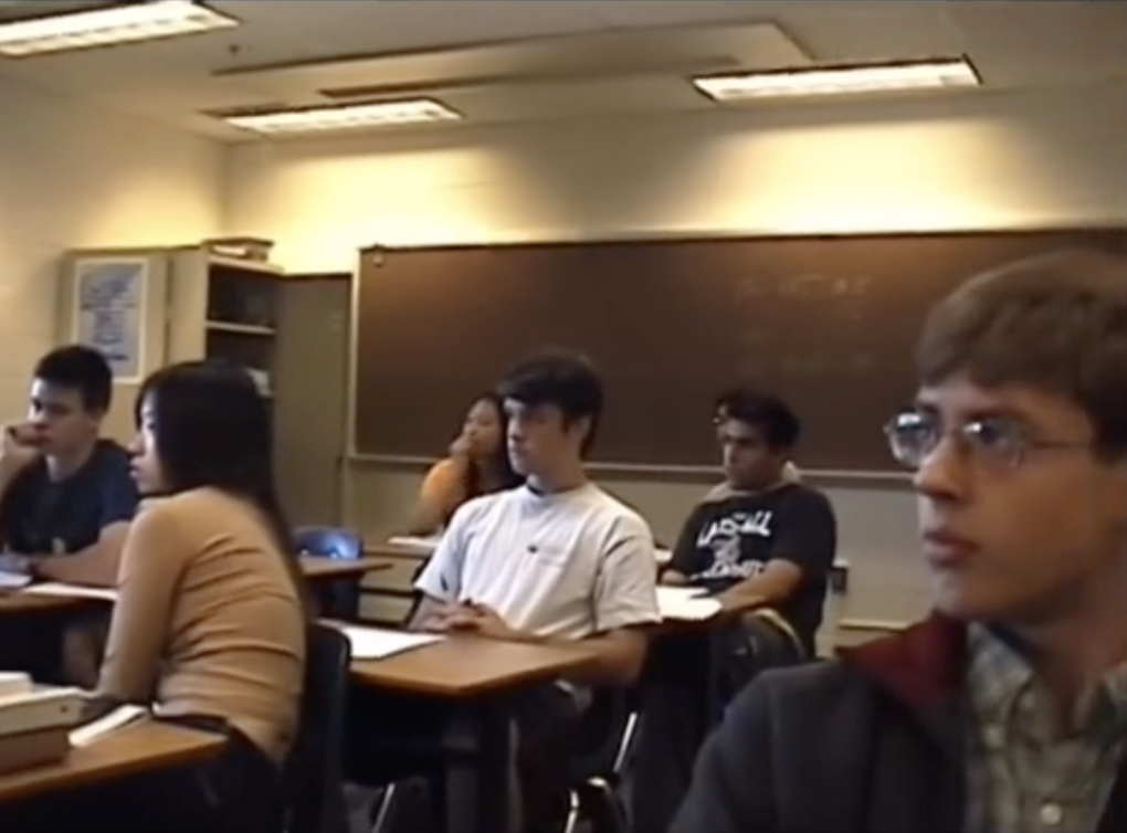 <p>Virginia high school students listen in silence to a news broadcast on 11 September, 2001</p> (TikTok)