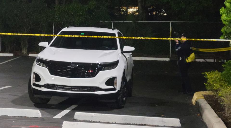 West Palm Beach police investigate a murder-suicide in an airport hotel parking lot Friday night that left two people dead: A Port St. Lucie eighth-grade math teacher and her estranged husband.