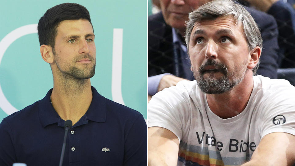 Novak Djokovic. (pictured left) and his coach Goran Ivanisevic (pictured right) has confirmed he has tested positive for coronavirus. (Getty Images)