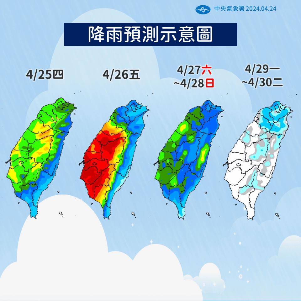 未來一週降雨趨勢。（圖／中央氣象署）