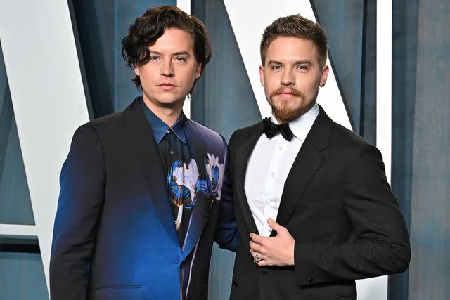 <p>Axelle/Bauer-Griffin/FilmMagic</p> Cole Sprouse and Dylan Sprouse attend the 2022 Vanity Fair Oscar Party hosted by Radhika Jones at Wallis Annenberg Center for the Performing Arts on March 27, 2022