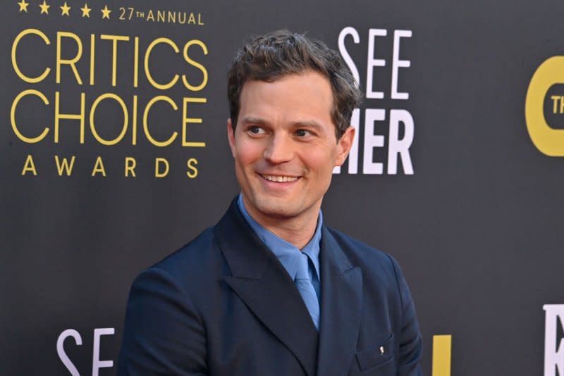 Jamie Dornan attends the 27th annual Critics Choice Awards at the Fairmont Century Plaza on March 13, 2022. The actor turns 42 on May 1. File Photo Jim Ruymen/UPI