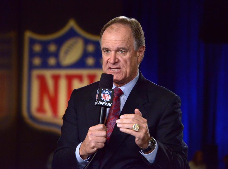 Baltimore Ravens former coach Brian Billick on the NFL Network set at the Phoenix Convention Center.