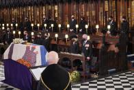 <p>Members of the royal family during the funeral service at St. George's Chapel. </p>