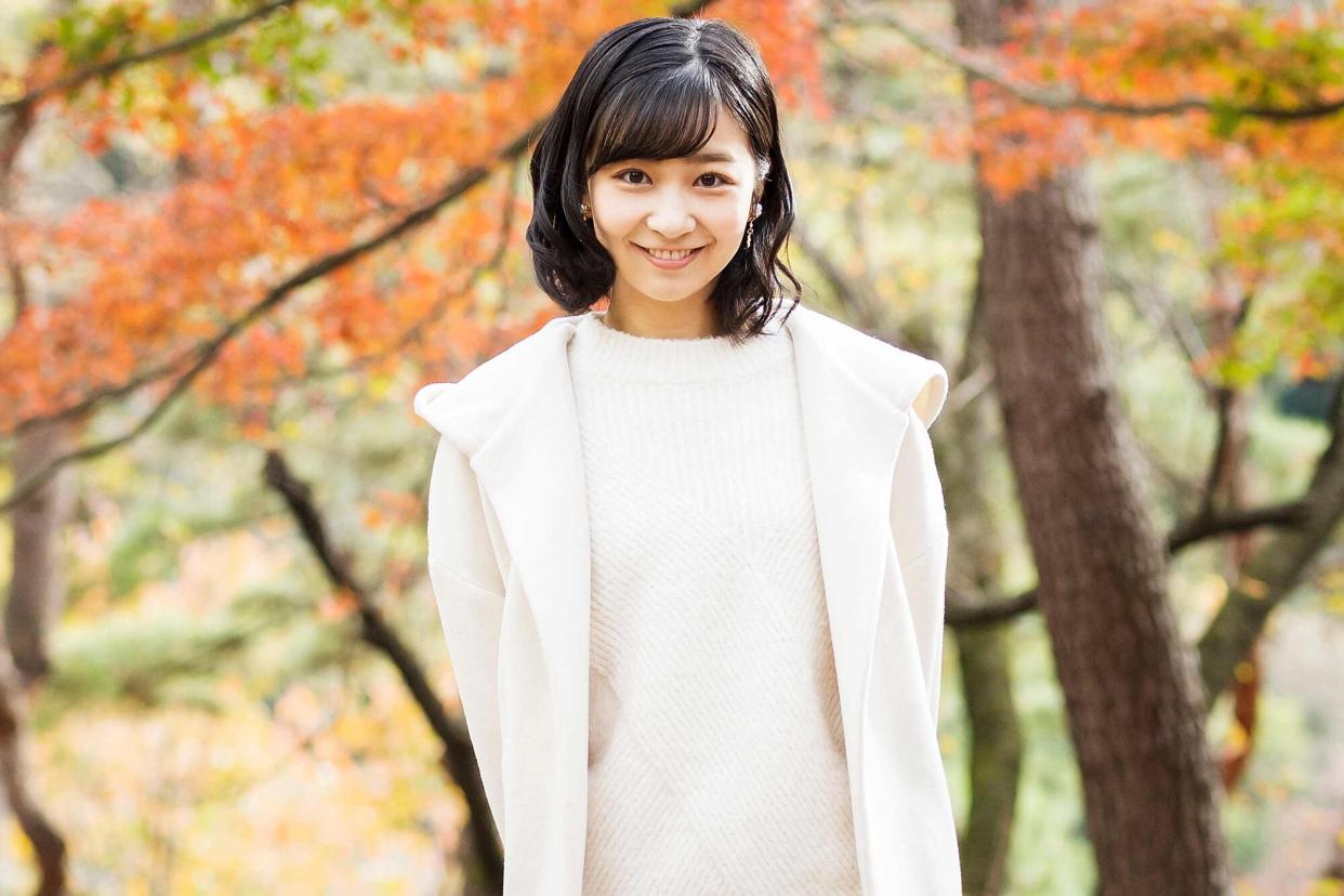 In this photo handout taken on December 2, 2022, and provided by Japan's Imperial Household Agency on December 29, 2022, Princess Kako, daughter of Crown Prince Akishino, poses for a photo at the Akasaka imperial property residence in Tokyo.
