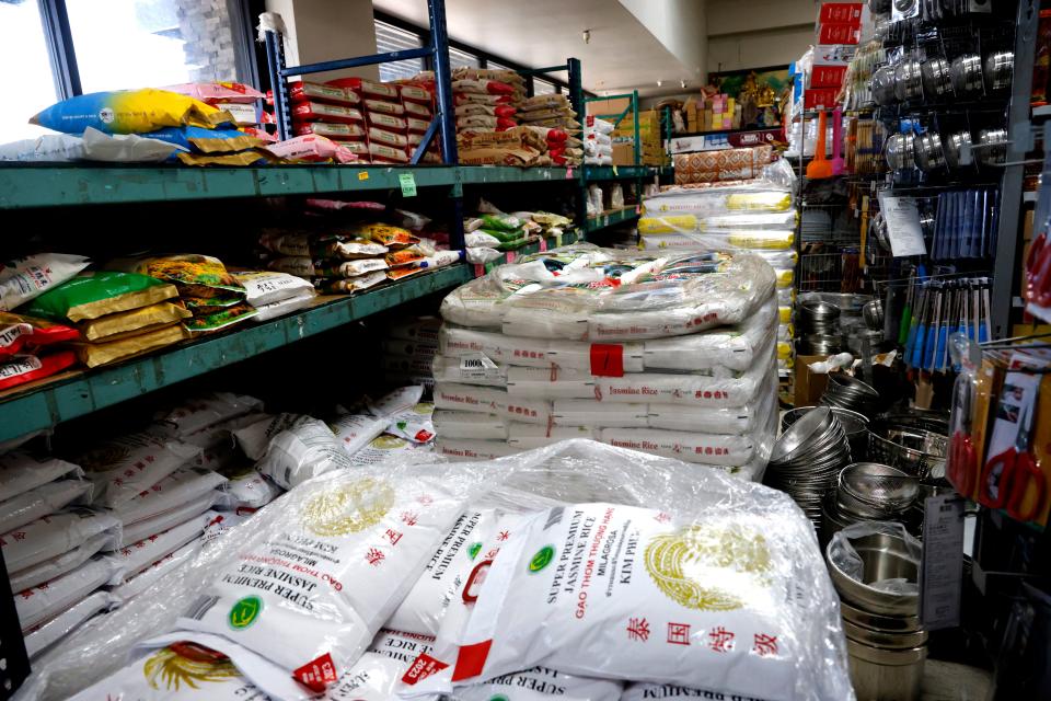 Rice awaits shoppers on Sept. 8 at the Chinatown Supermarket store in Oklahoma City.