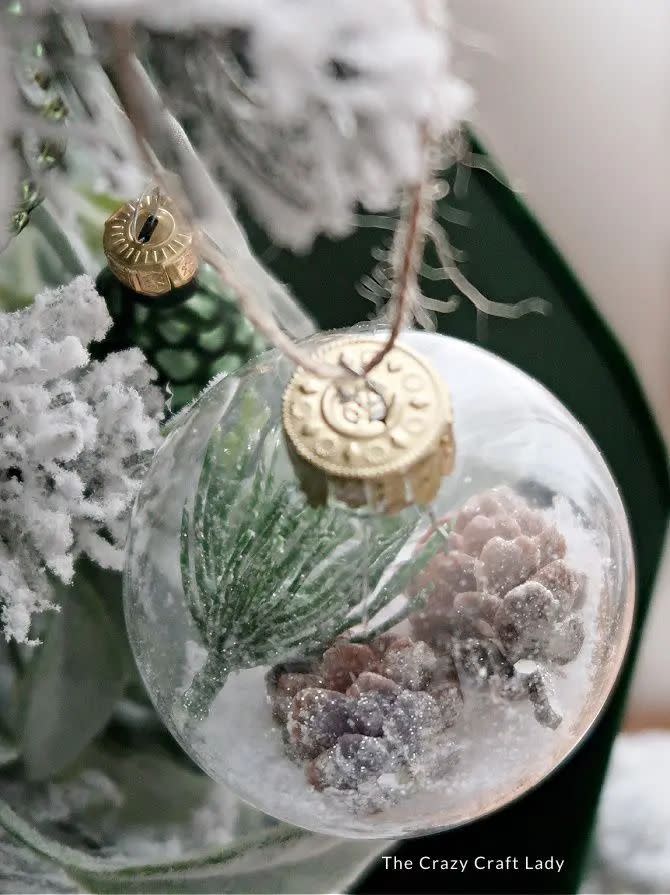 diy christmas ornaments pine snow globe ornament