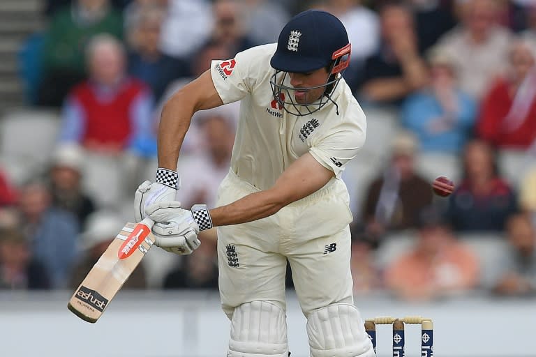 England's Alastair Cook made 46 before he was dismissed on day one of the fourth Test against South Africa at Old Trafford on August 4, 2017