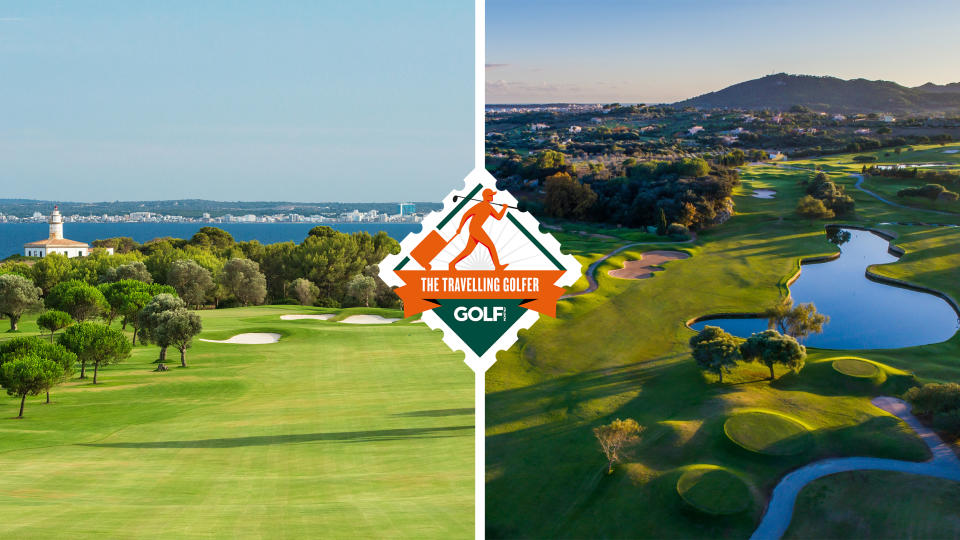   Two golf courses and the traveling golfer logo 