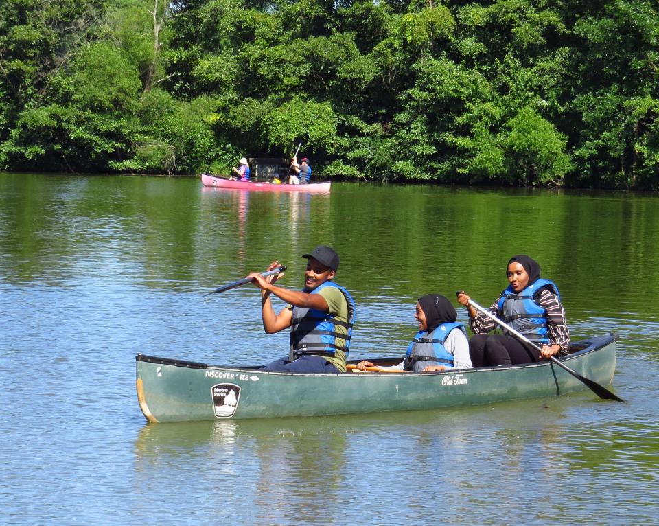 At Schrock Lake in Sharon Woods Metro Park, canoeing offers a great way to enjoy the outdoors.