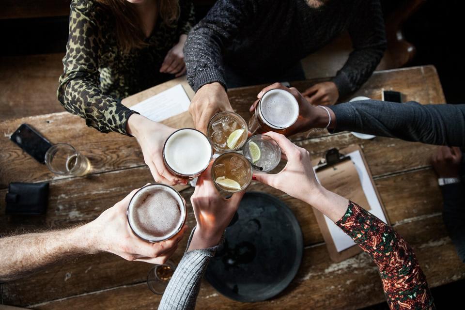 people drinking at a bar