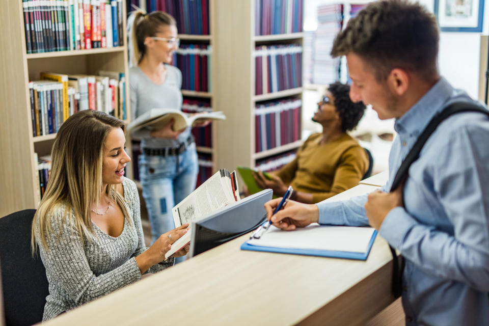 Young people at a library