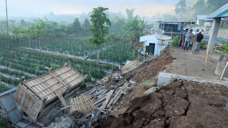 Damage is seen following an earthquake in Lombok, Indonesia on July 29, 2018.