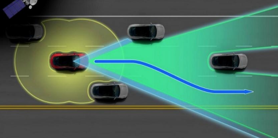 Tesla 新增超車後維持超車道繼續行駛的功能。
