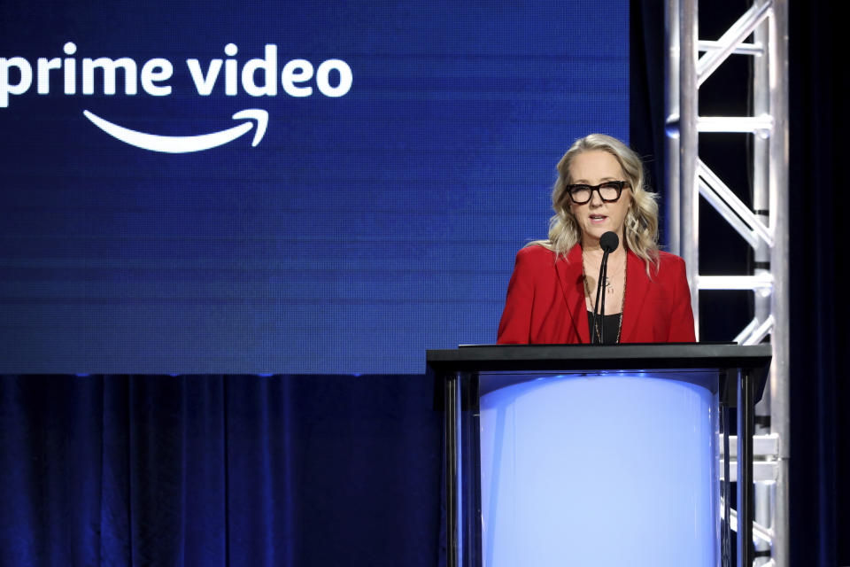 Head of Amazon Studios Jennifer Salke speaks at the Executive Session during the Amazon TCA 2020 Winter Press Tour at the Langham Huntington on Tuesday, Jan. 14, 2020, in Pasadena, Calif. (Photo by Willy Sanjuan/Invision/AP)