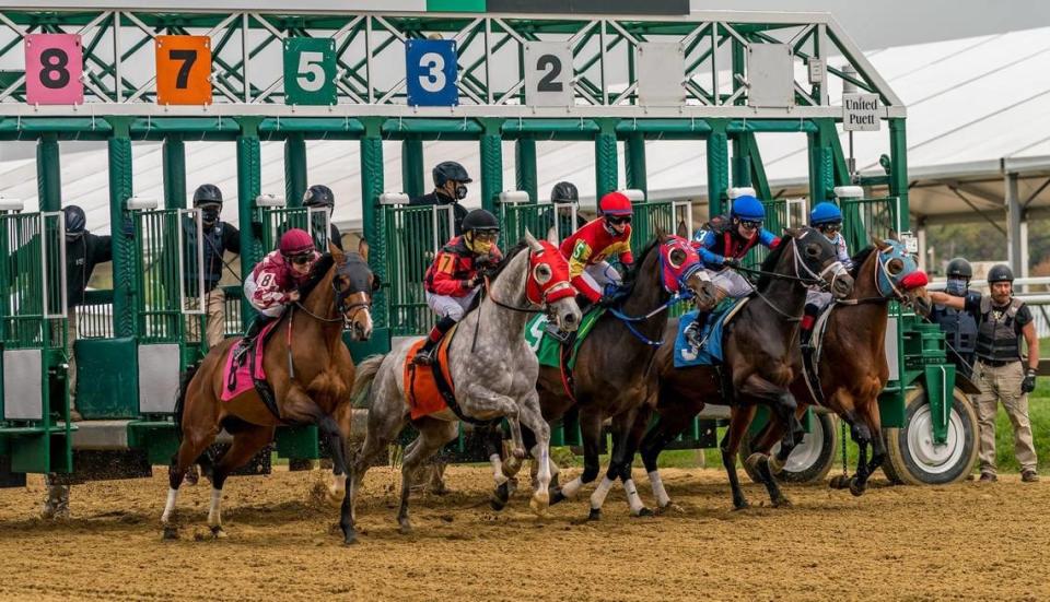 Jockey Ferrin Peterson, left, says she has to remain in peak physical condition at all times in hopes of earning riding opportunities. “There’s a lot of trainers and owners who won’t ride a woman rider, not because they’re being sexist, they feel like women aren’t as strong as a male rider,” jockey agent Steve Krajcir said.